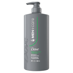 Dove Men+Care Fresh + Clean 2-in-1 bottle front for daily refreshing cleanse.
