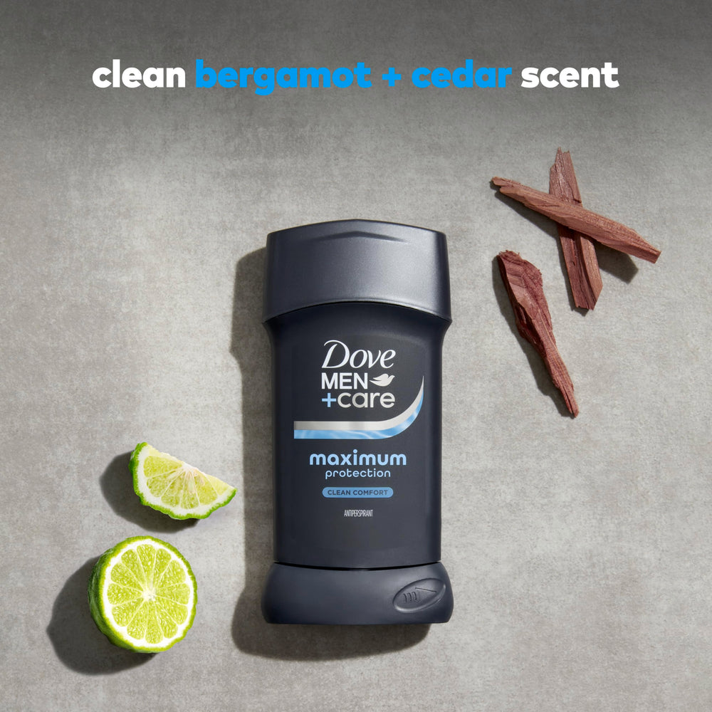 Dove Men+Care Invisible Solid Stick sin parabenos colorantes bicarbonato, seguridad para la piel.