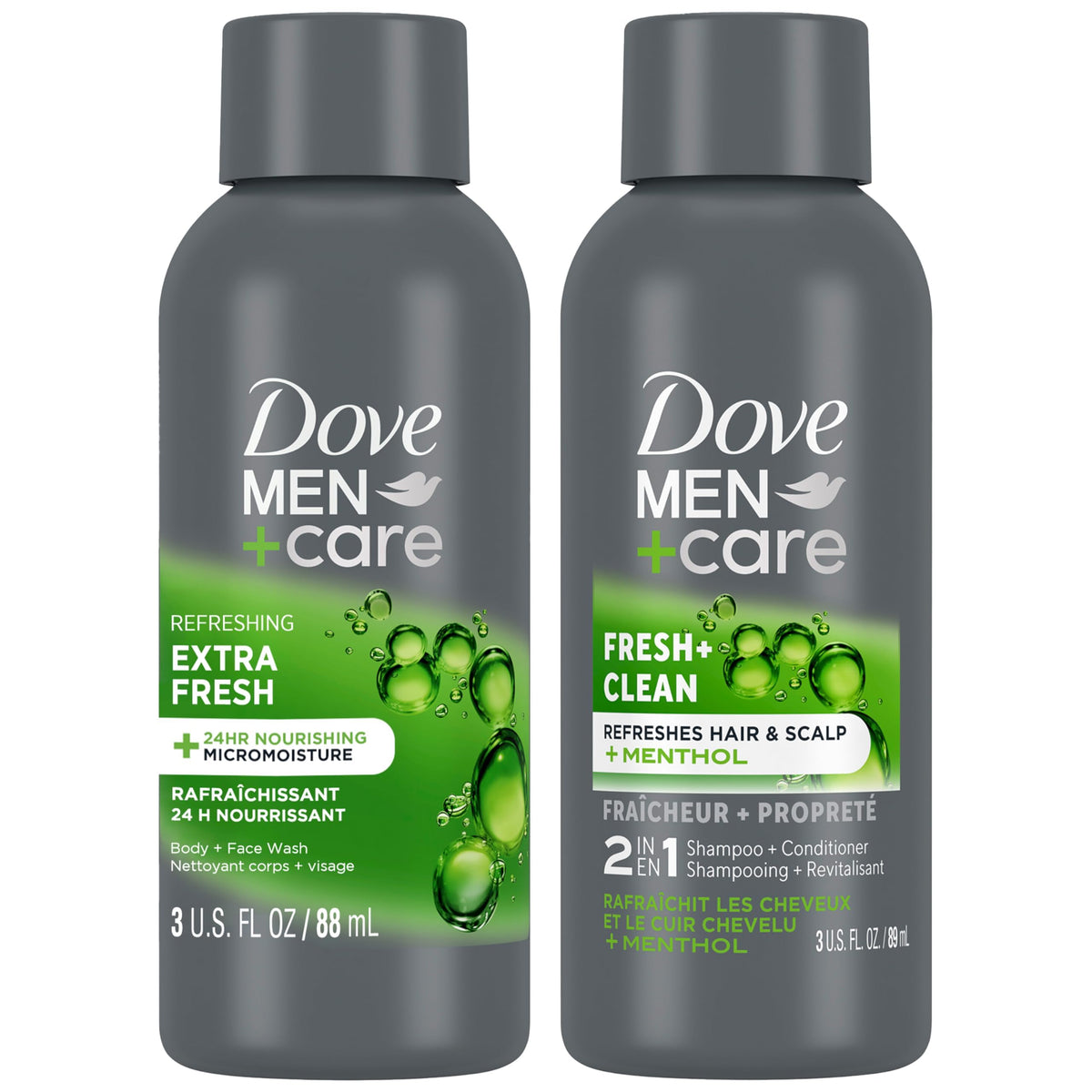 Dove Men+Care lavado-express-cara-cuerpo-3-oz: ideal para uso diario en viaje.