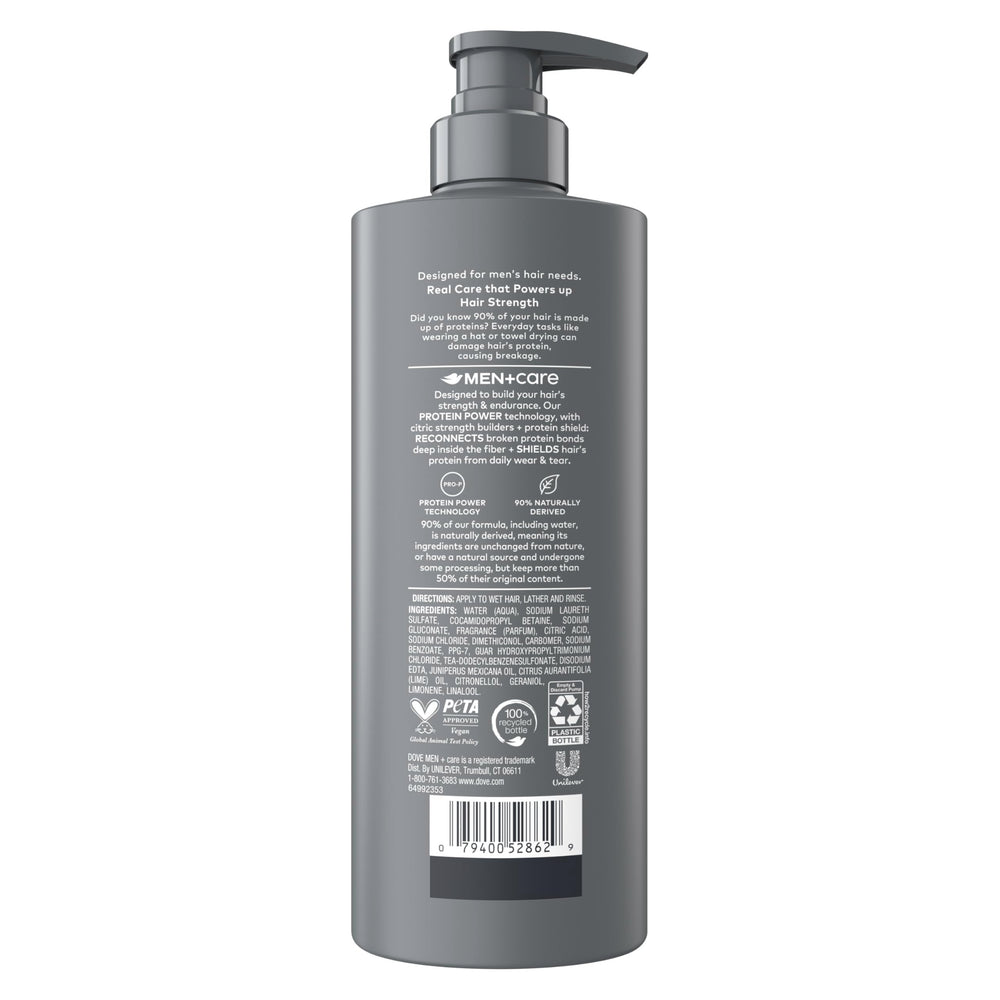 Dove Men+Care Lime and Cedarwood shampoo pour highlighting invigorating cleanse