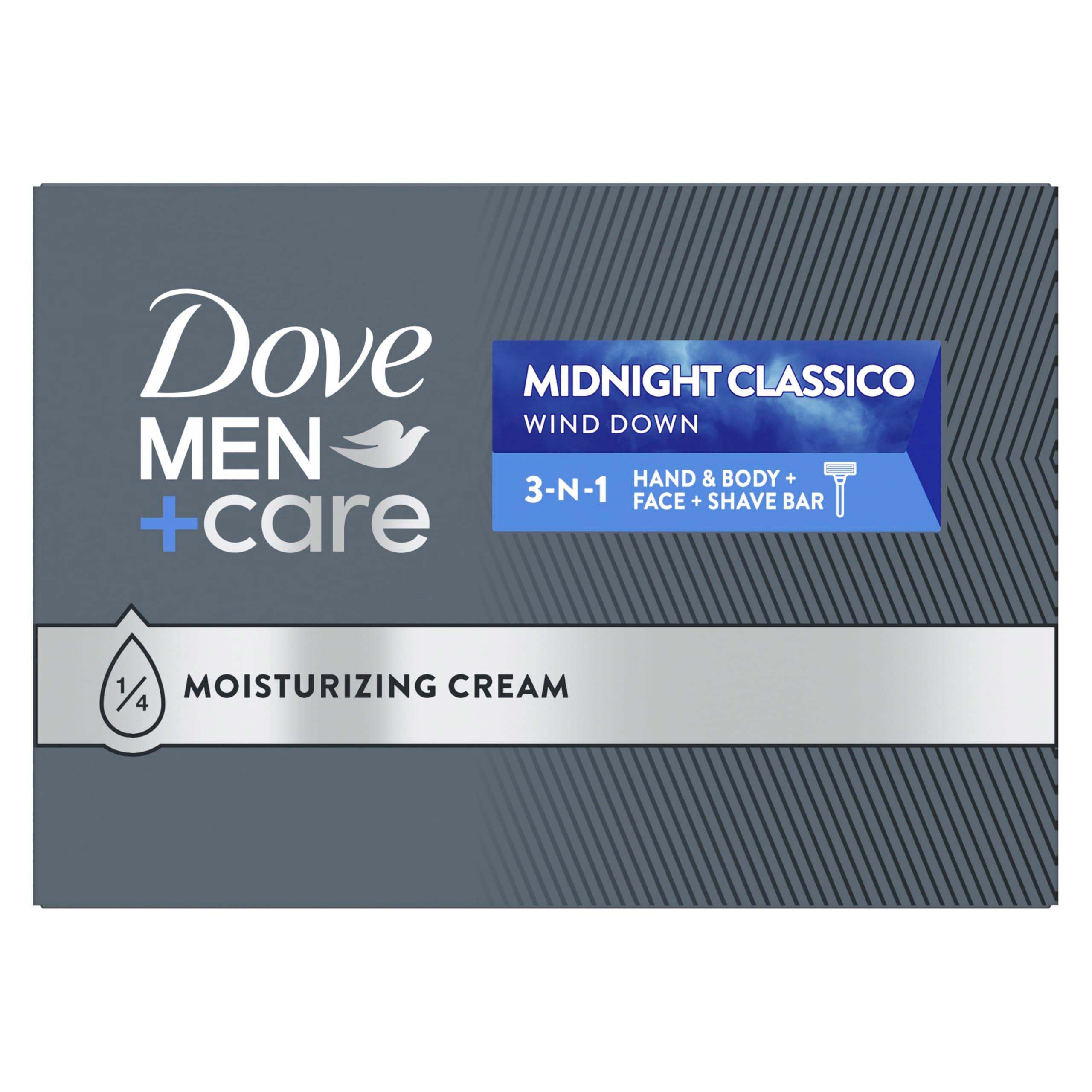 Dove Men+Care Midnight Classico Hand & Body Bar pack for hydrated skin after shower
