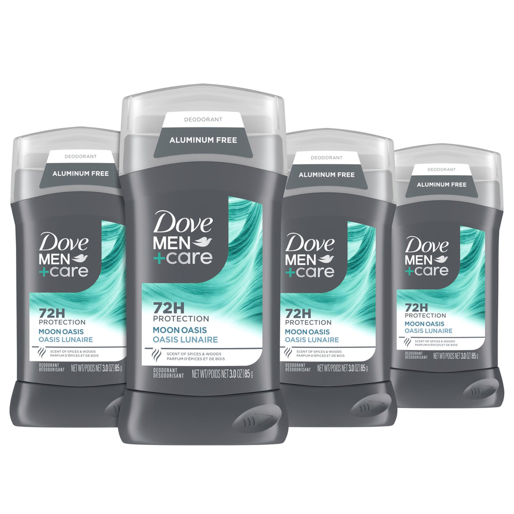Dove Men+Care Moon Oasis deodorant stick application for all-day freshness.
