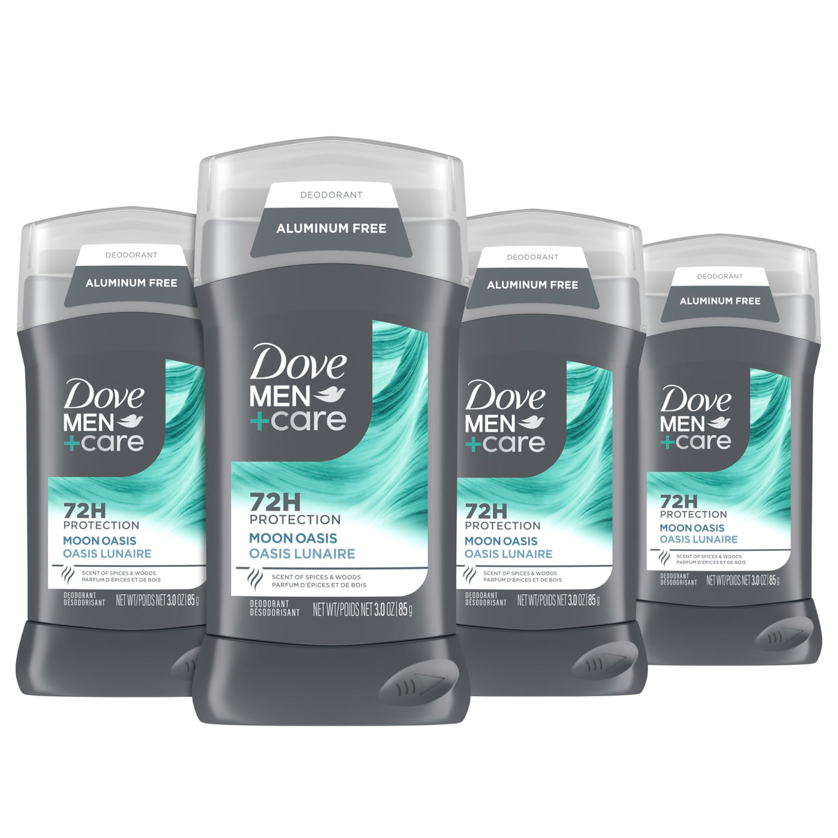 Dove Men+Care Moon Oasis deodorant stick application for all-day freshness.