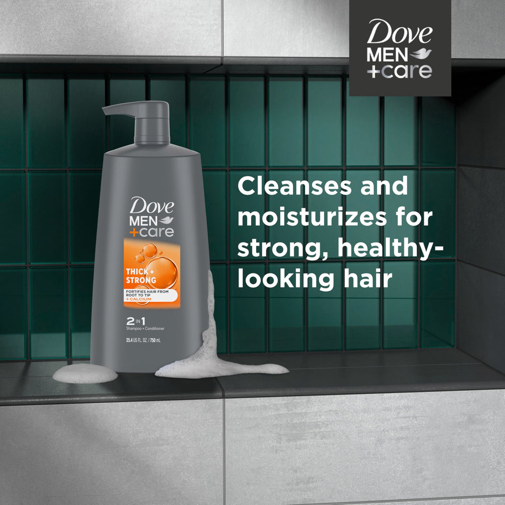 Dove Men+Care root-to-tip fortification focuses on overall hair resilience.