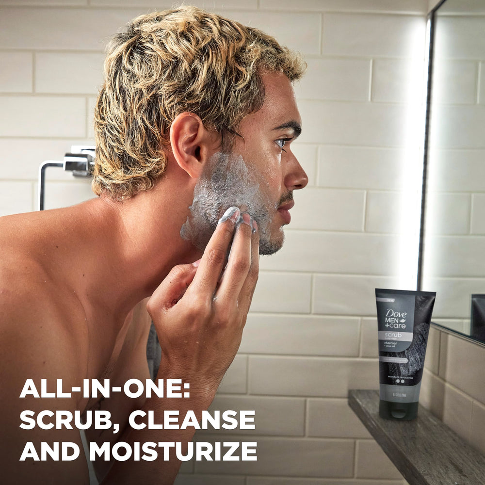 DOVE MEN + CARE Scrub Carbón Clavo, aroma de carbón y clavo durante la ducha.