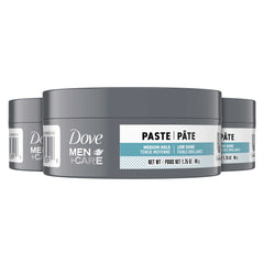 Dove Men+Care Sculpting Paste packaging for on-the-go styling with matte finish.