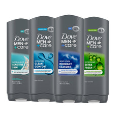 DOVE MEN + CARE sensitive skin bottle for daily moisture protection.