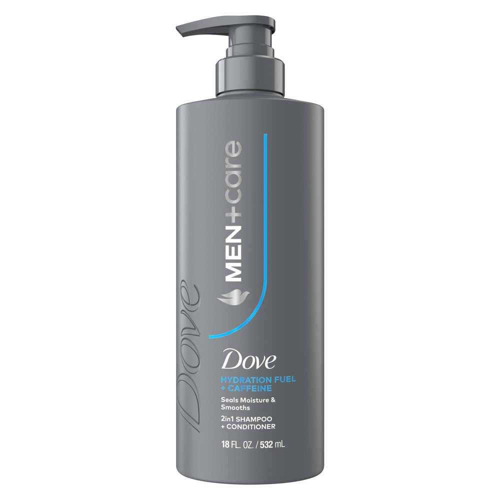 Botella de Dove Men+Care Shampoo 18oz para hidratación y limpieza