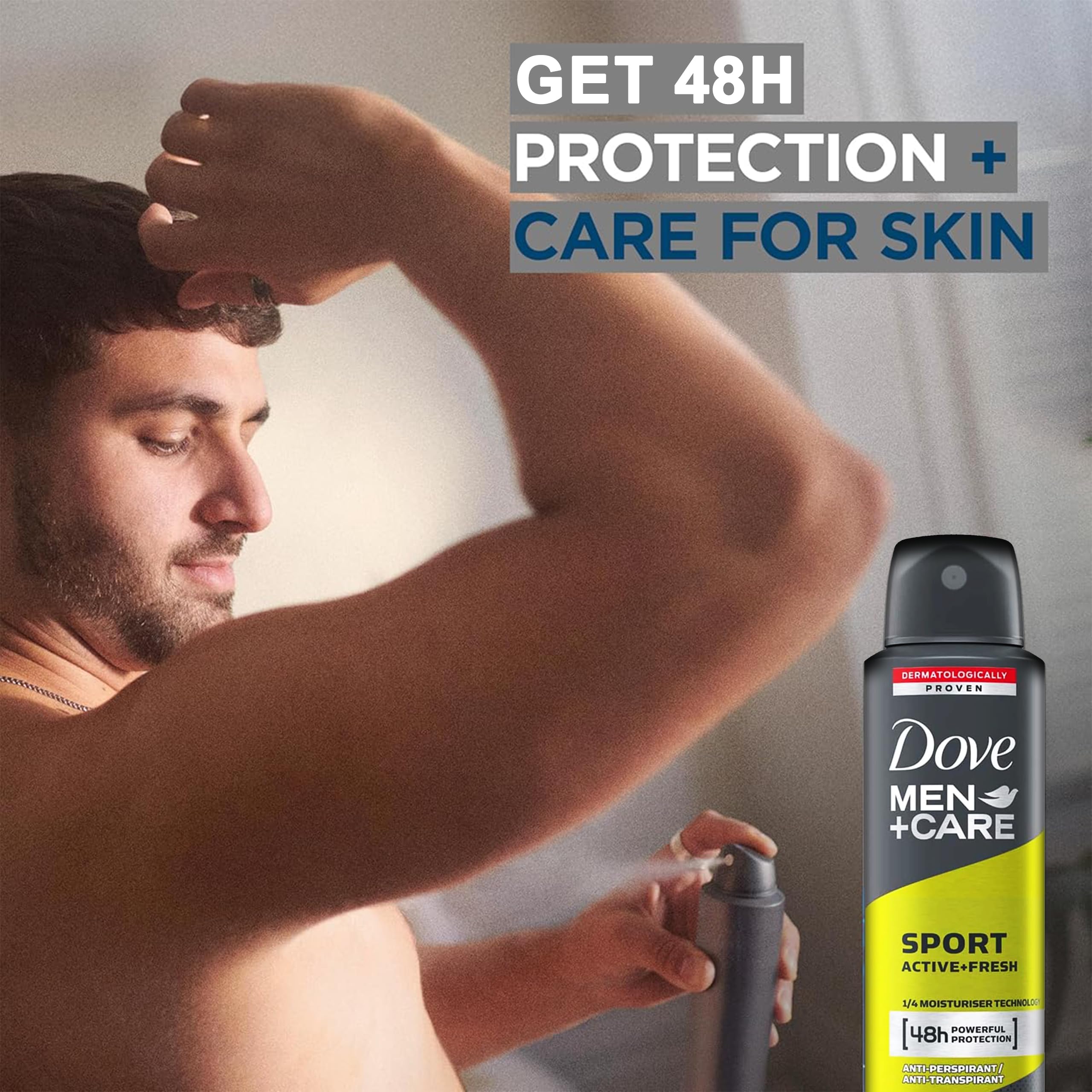 Dove Men+Care Sport Active+Fresh underarm care reduces irritation with moisturizer technology.