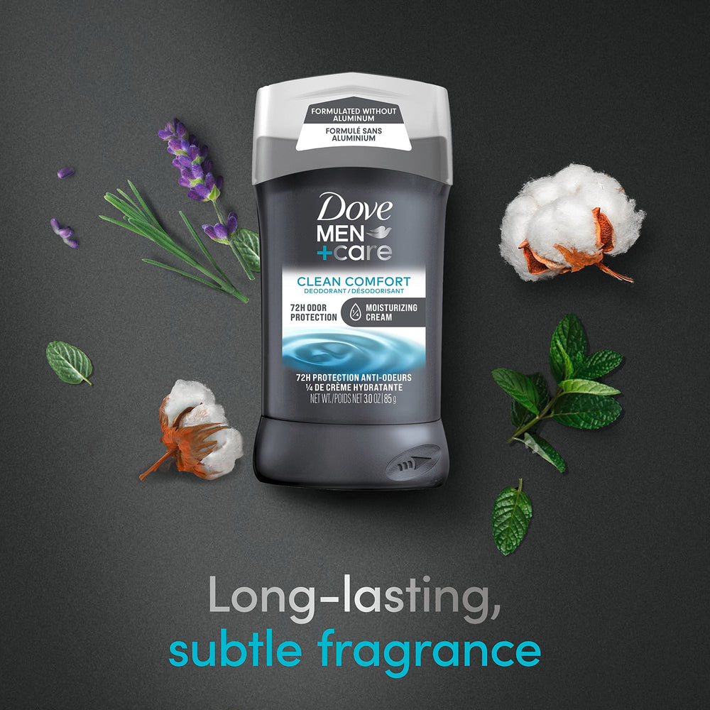 Dove Men+Care long lasting subtle fragrance for all day wear.