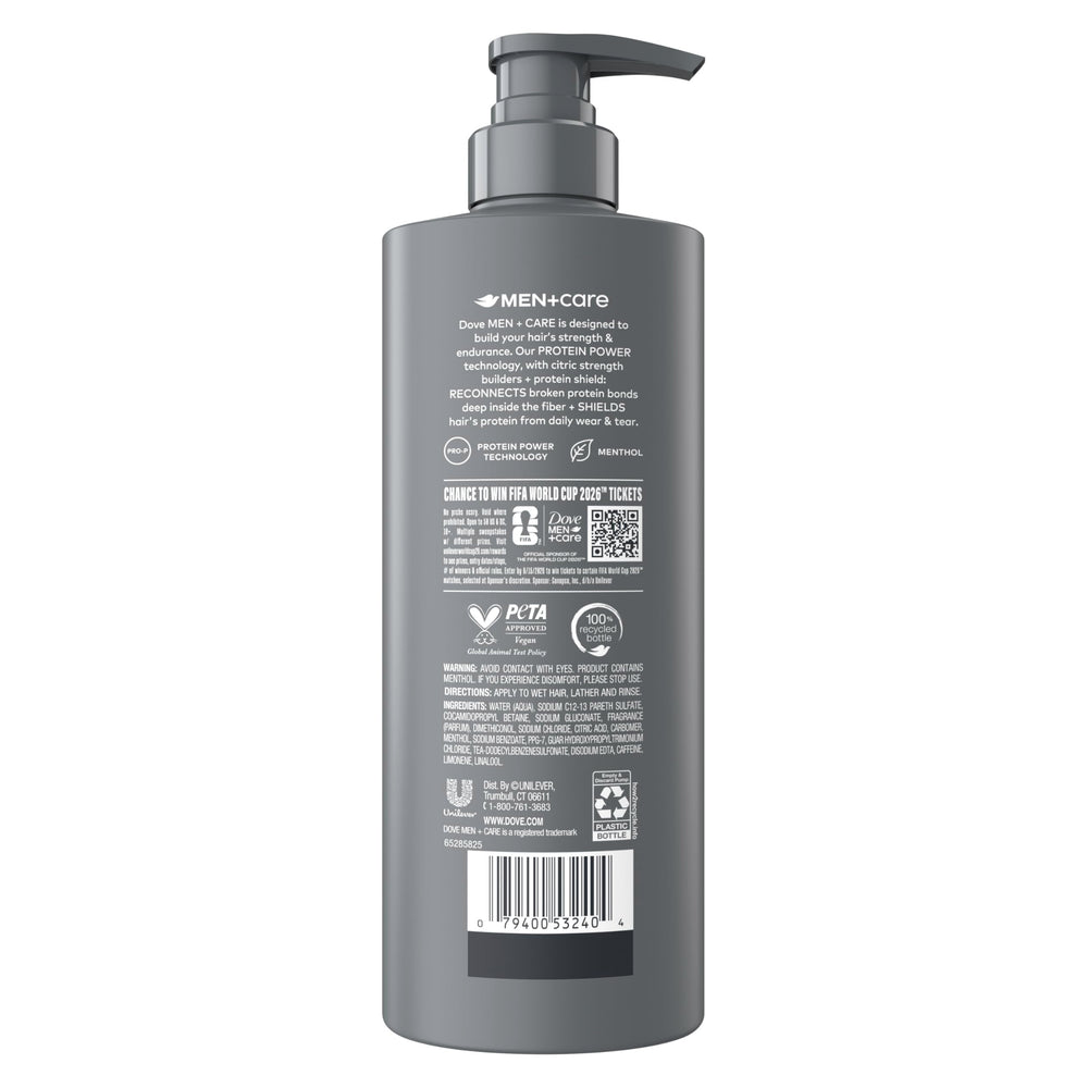 Dove Men+Care tecnología Protein Power: reparación profunda de la fibra capilar.