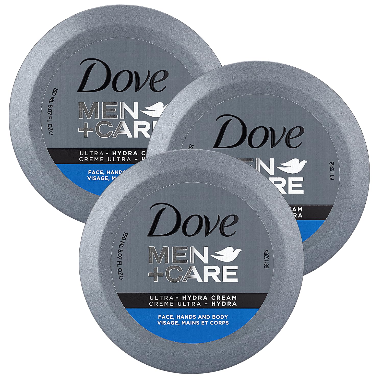 Dove Men+Care Ultra Hydra Cream jar closeup for deep non-greasy hydration.