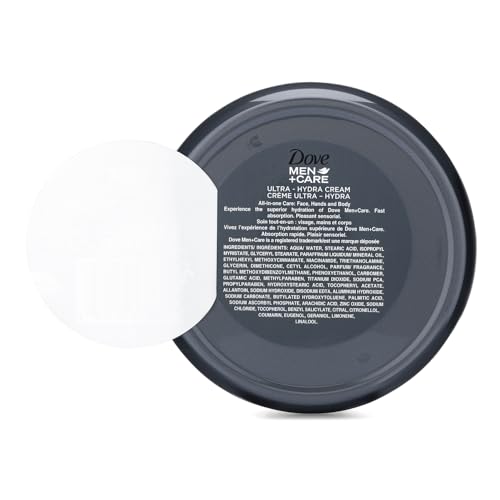 Texture being applied to skin with Dove Men+Care Ultra Hydra Cream for quick absorption.