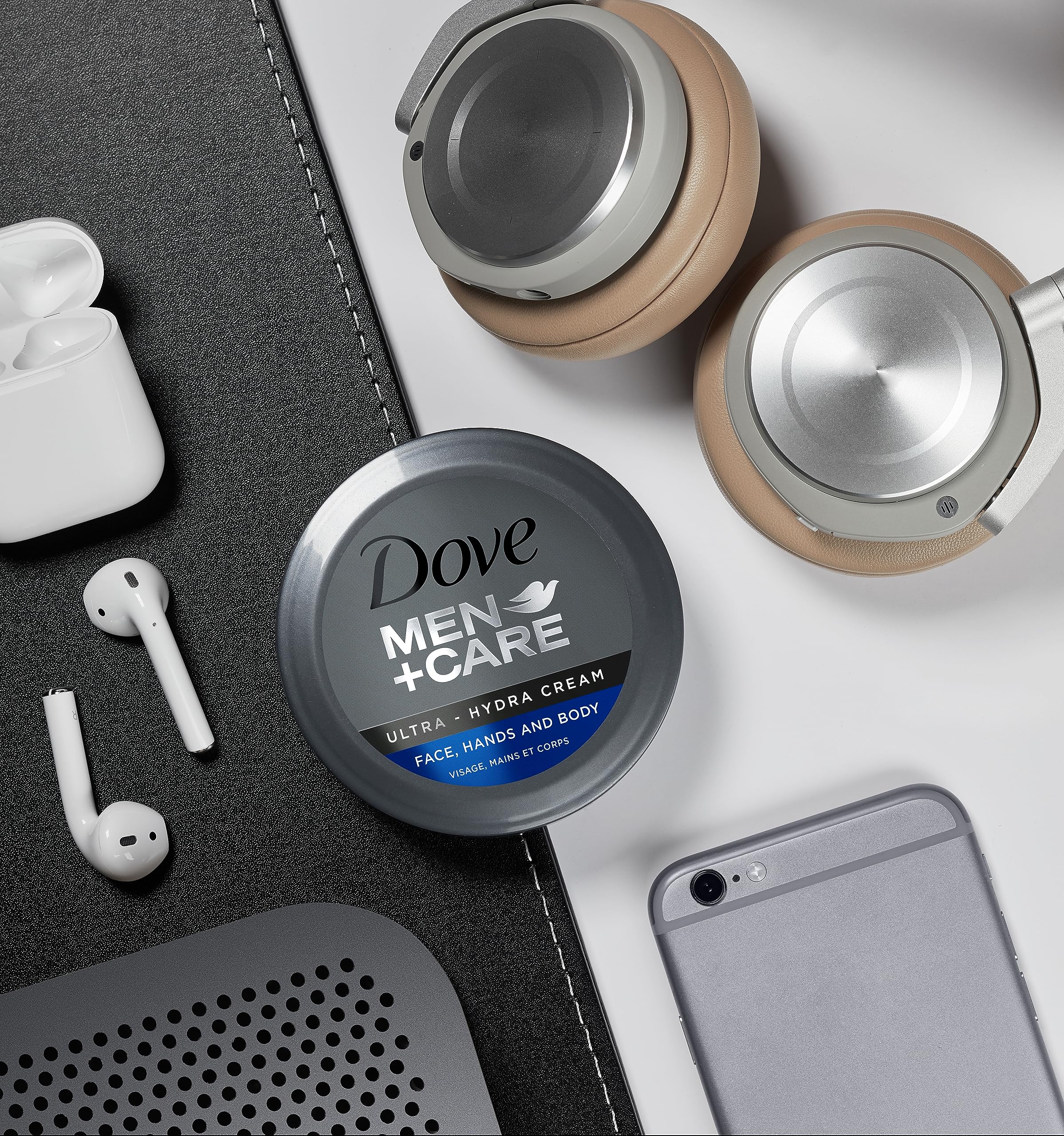 Travel jars of Dove Men+Care Ultra Hydra Cream ready for on-the-go moisture.