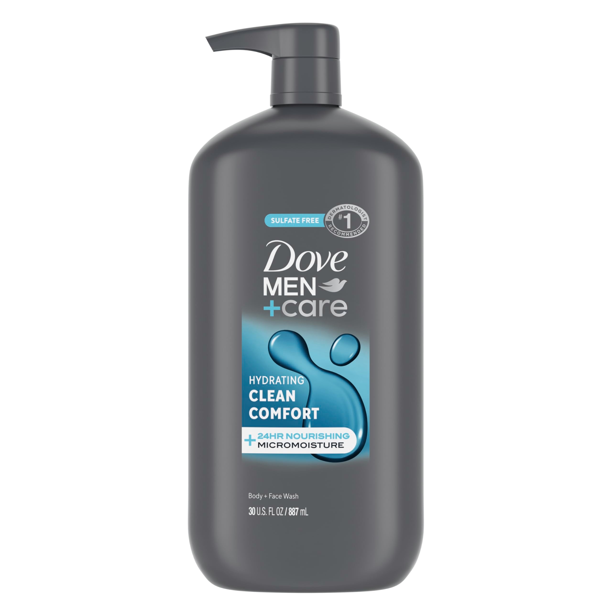 DOVE MEN + CARE, vertido de la botella, para piel suave al salir de la ducha.