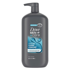 DOVE MEN + CARE, vertido de la botella, para piel suave al salir de la ducha.