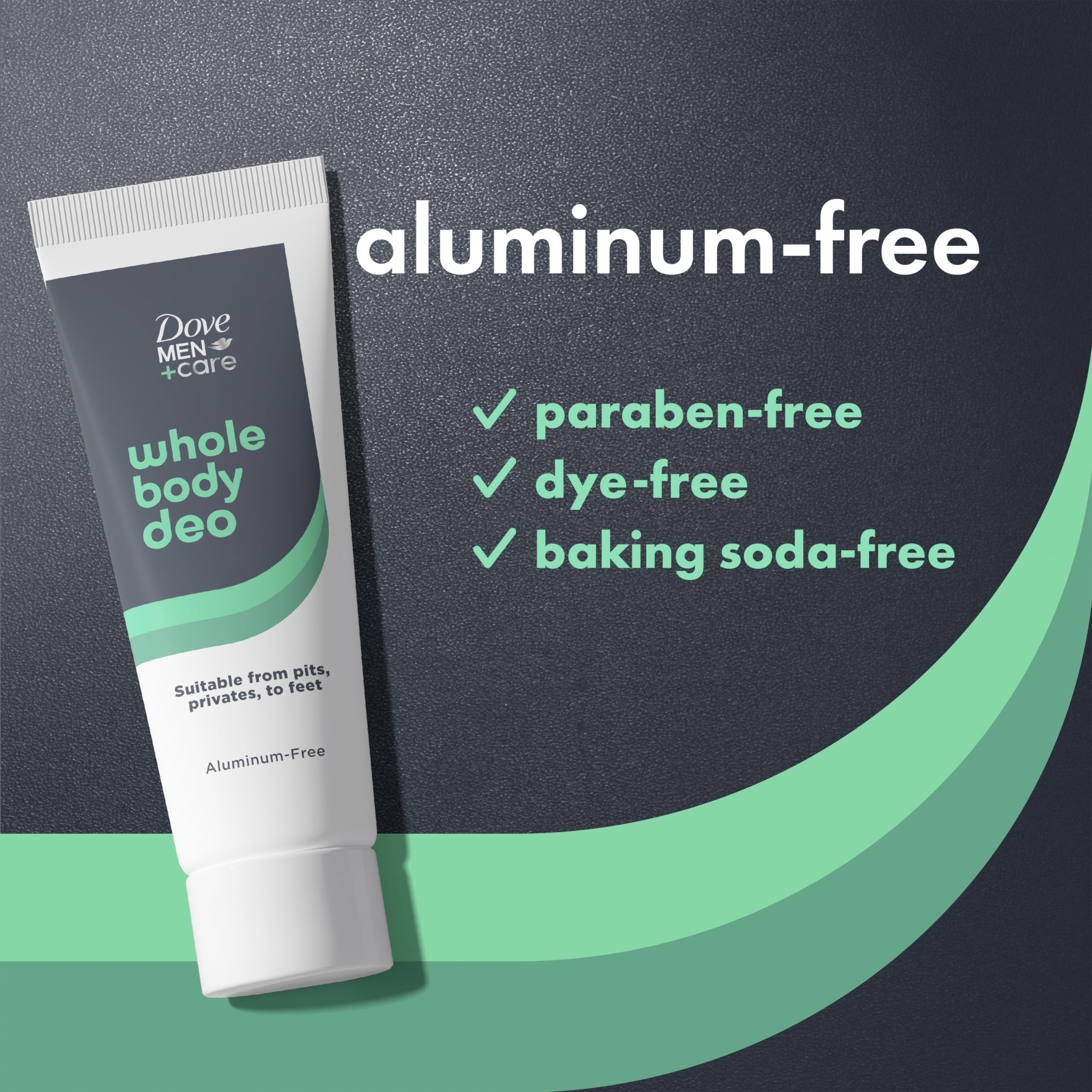 Dove Men+Care Whole Body Deo Cream on feet illustrates all-over coverage and odor control.