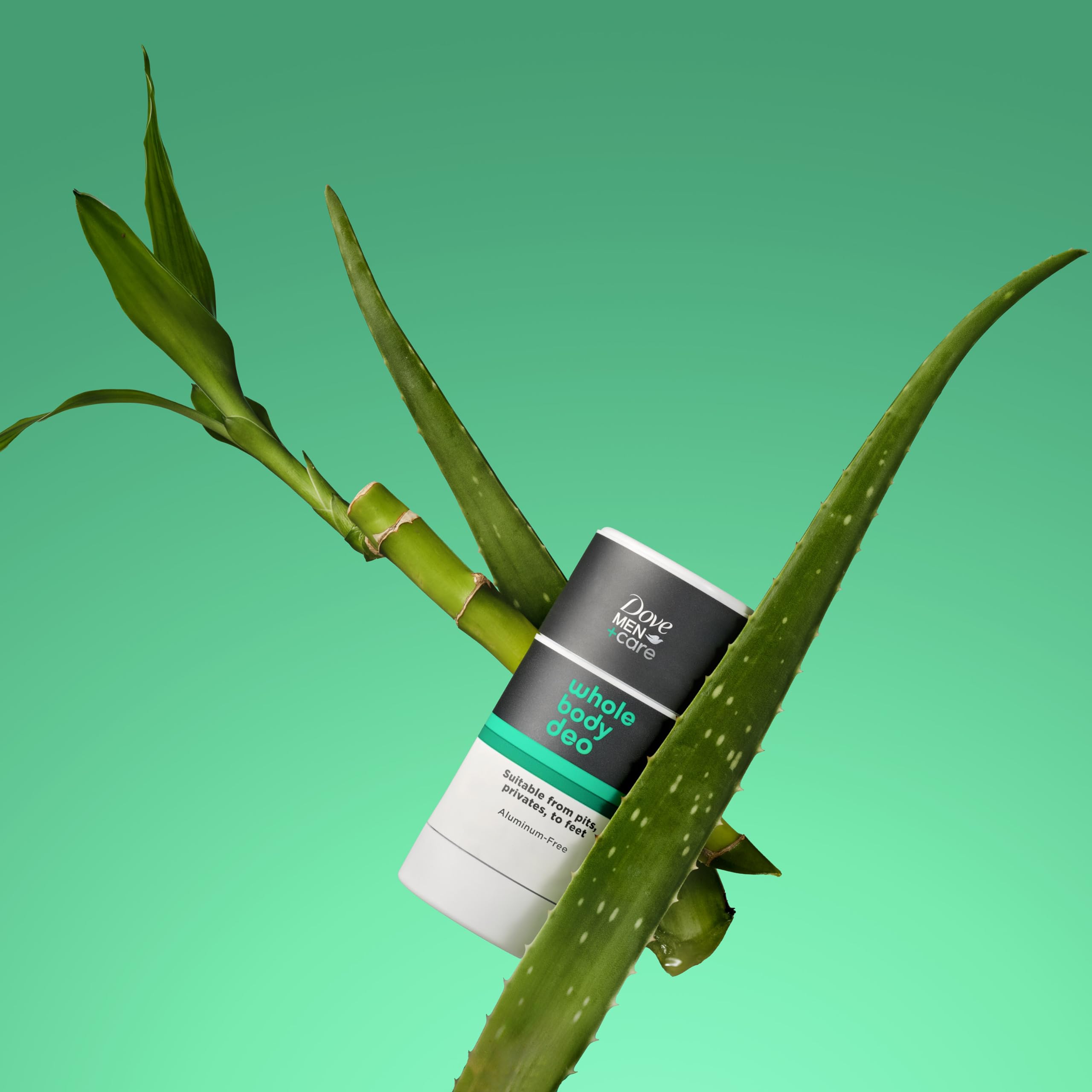 Dove Men+Care Whole Body Deo Cream vegan and paraben-free labeling.