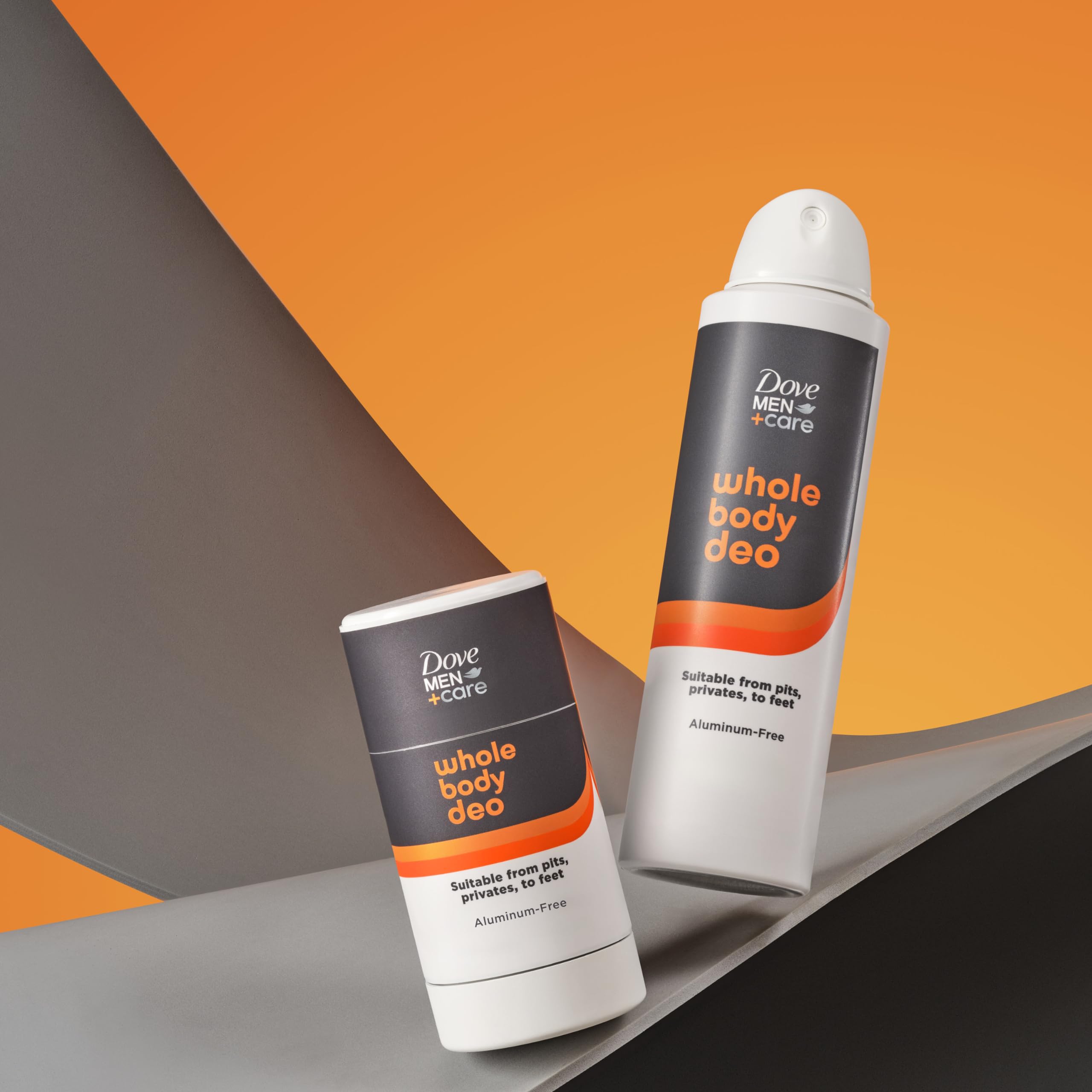 DOVE Men+Care Whole Body Deo display of dermatologist-tested badge.