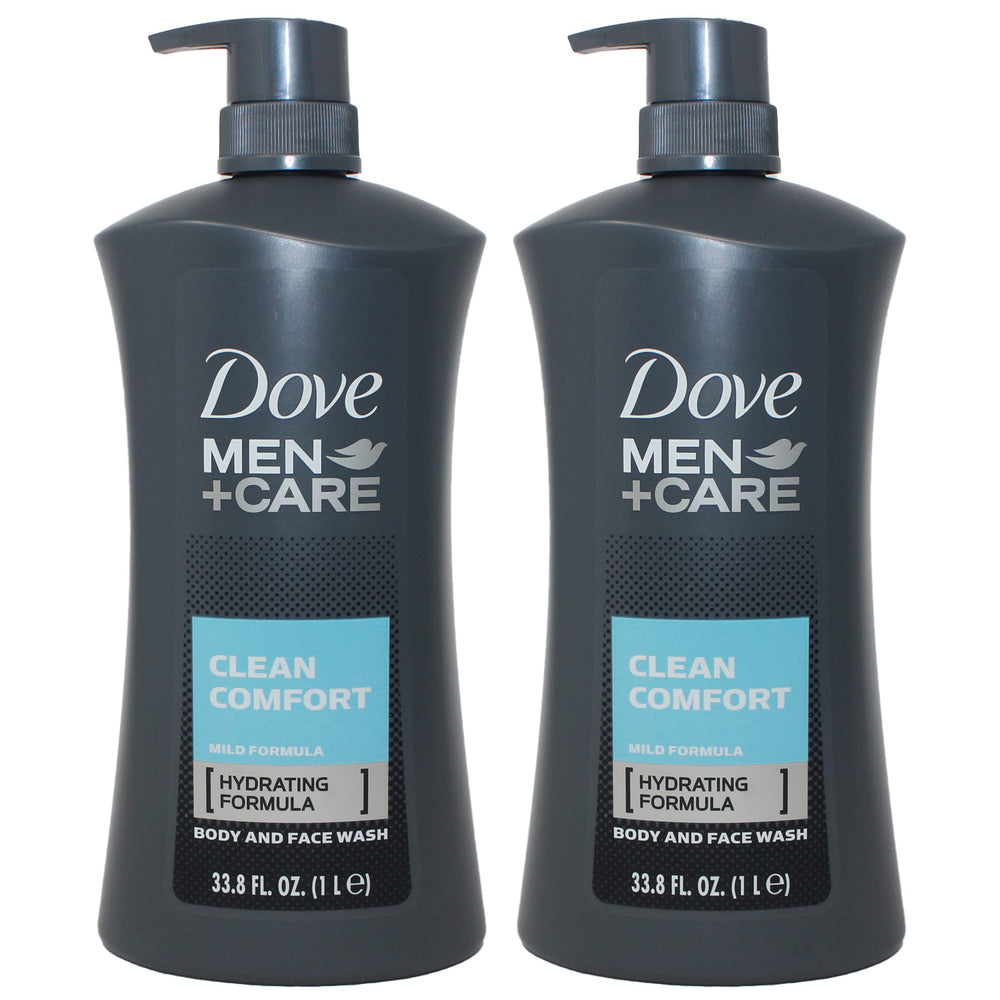 Dove Men Clean Comfort bottle; refreshing shower and hydrating skin for daily use