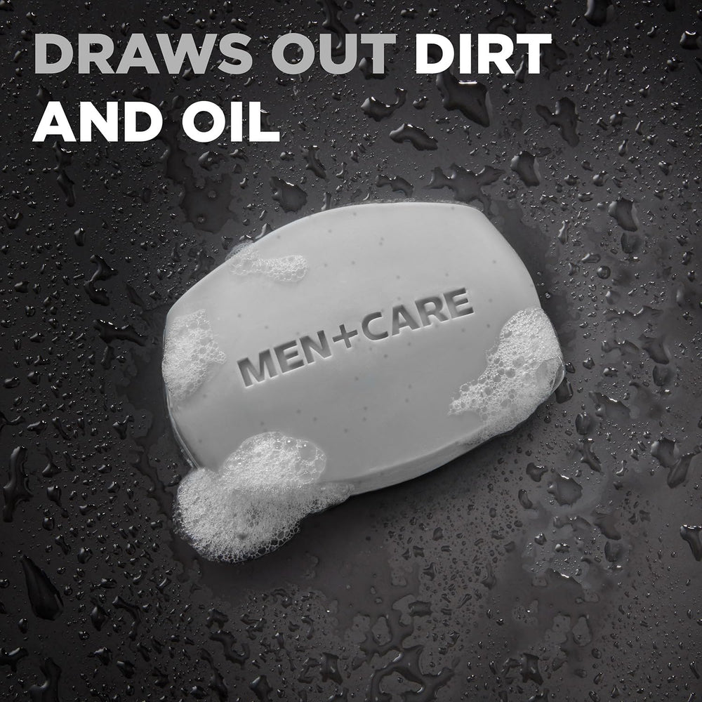 Dove Men+Care charcoal bar in shower with rich lather.