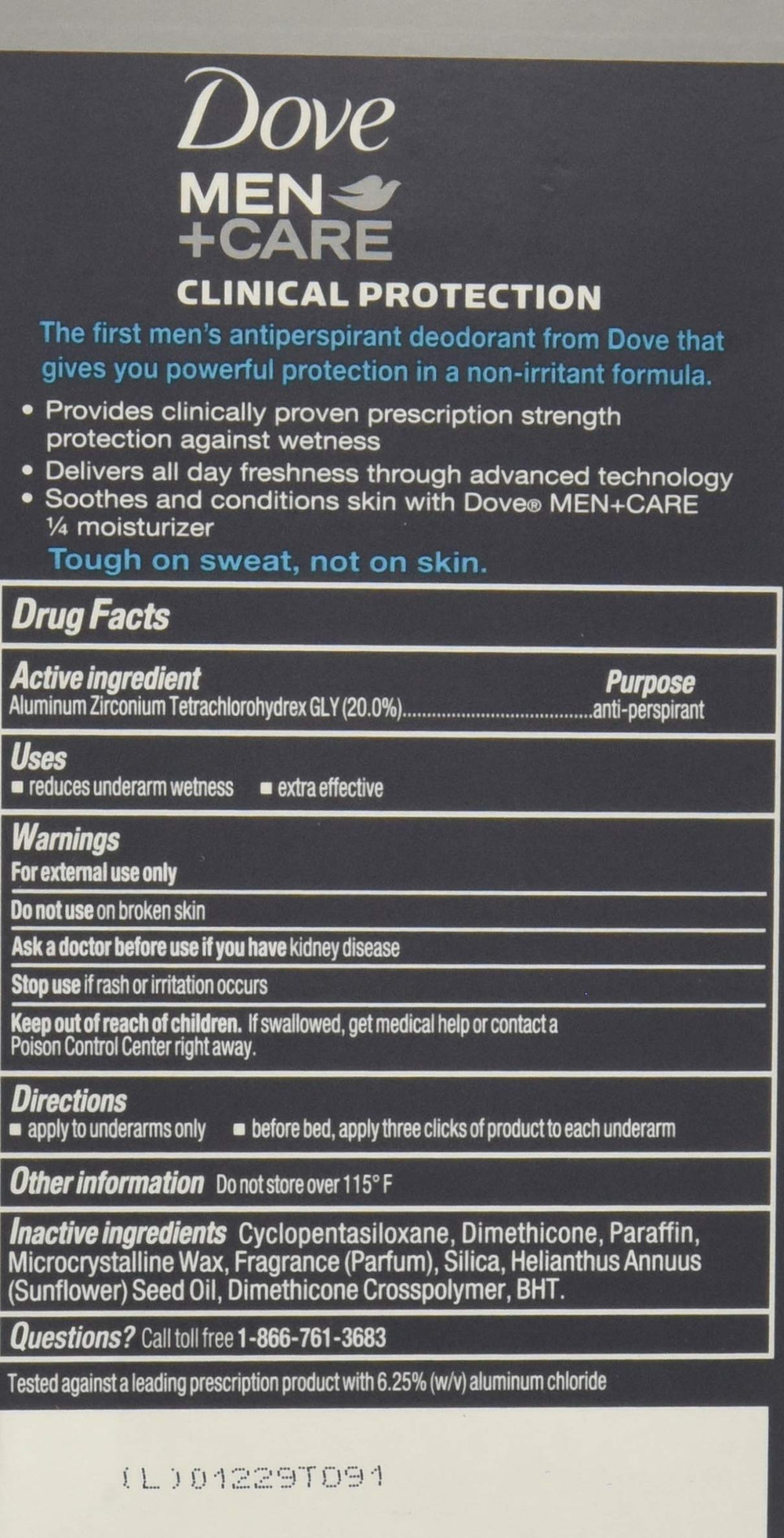 Dove Men+Care deodorant with twist dial for easy glide application.