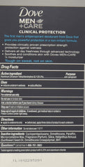 Dove Men+Care deodorant with twist dial for easy glide application.