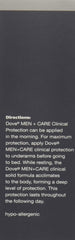 Dove Men+Care Clean Comfort scent bottle with orange flower, lavender, oakmoss notes.