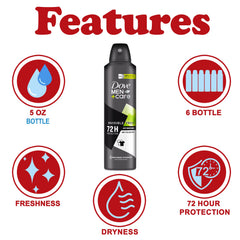 Close-up of spray nozzle on Dove Men+Care Invisible Fresh for quick-drying application.