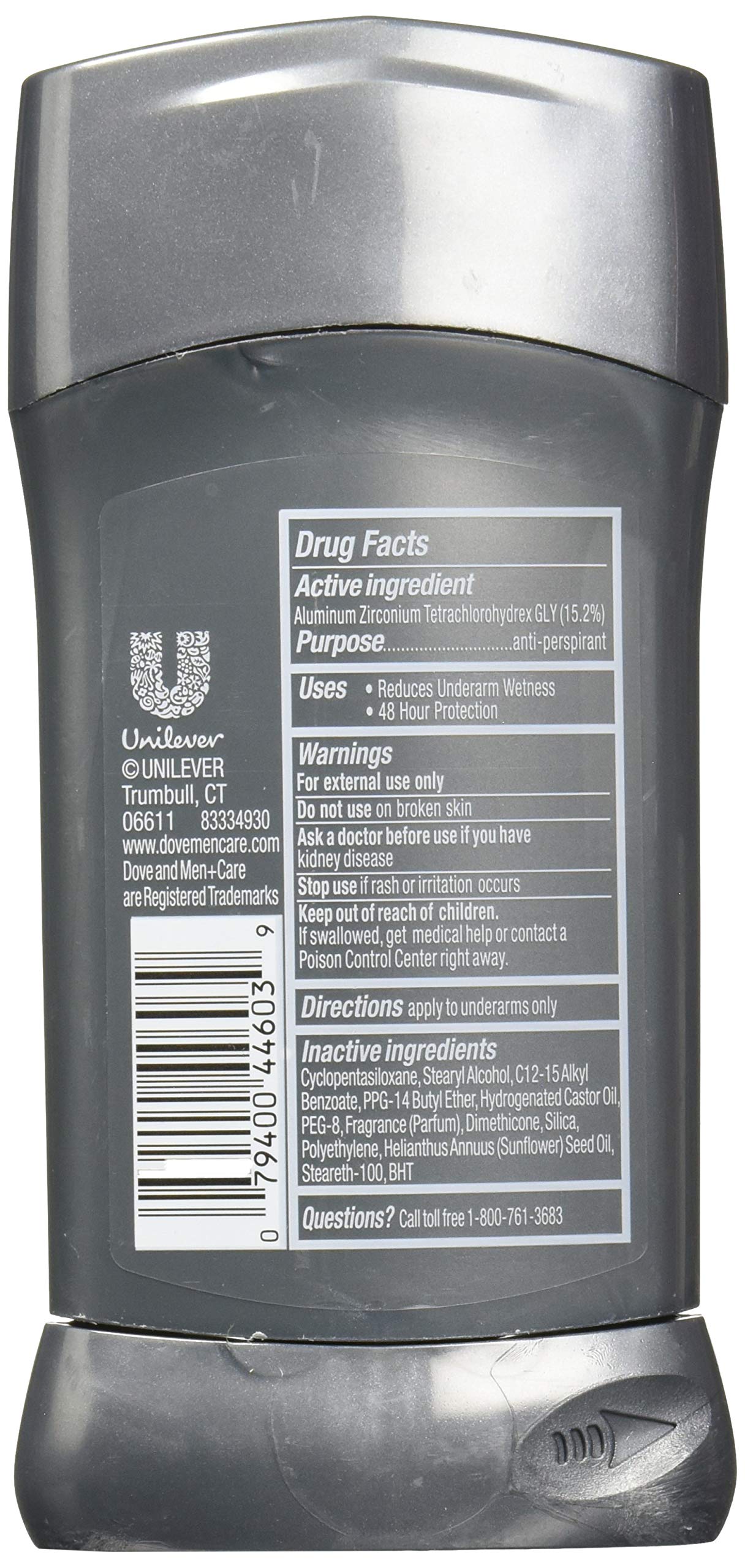 Dove Men+Care Sensitive Shield stick during application for daily freshness.