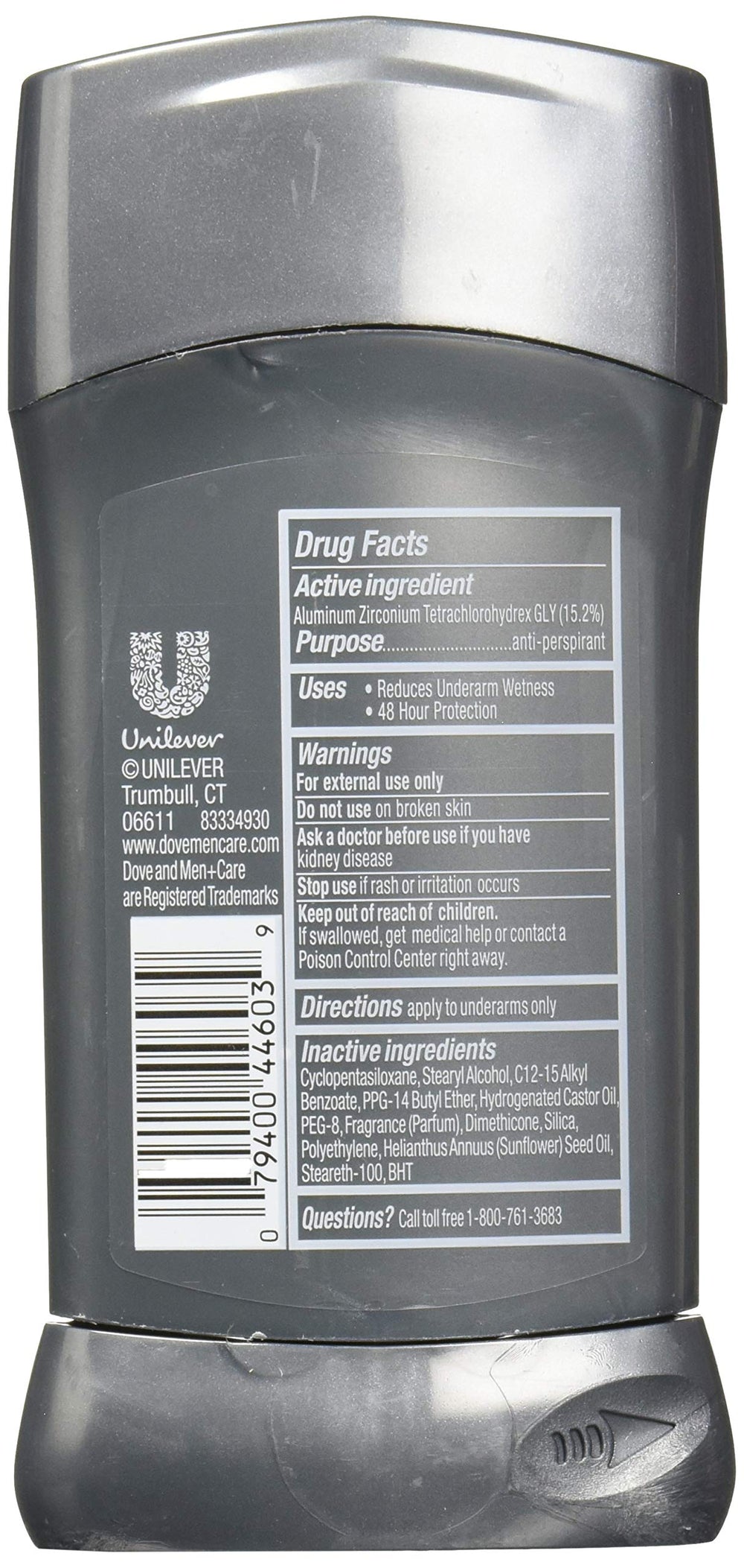 Dove Men+Care Sensitive Shield stick during application for daily freshness.