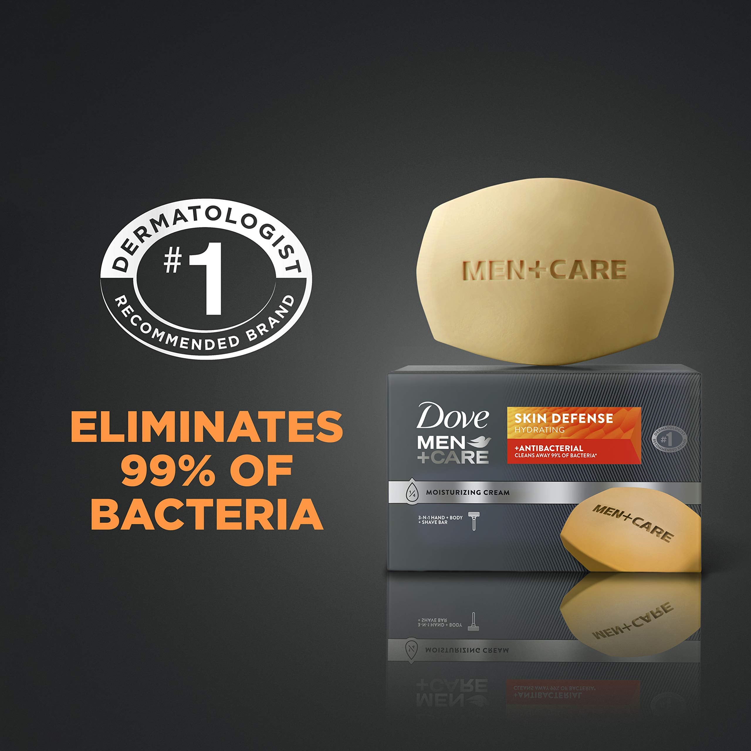 Dove Men+Care Skin Defense bar rinses clean with minimal residue.