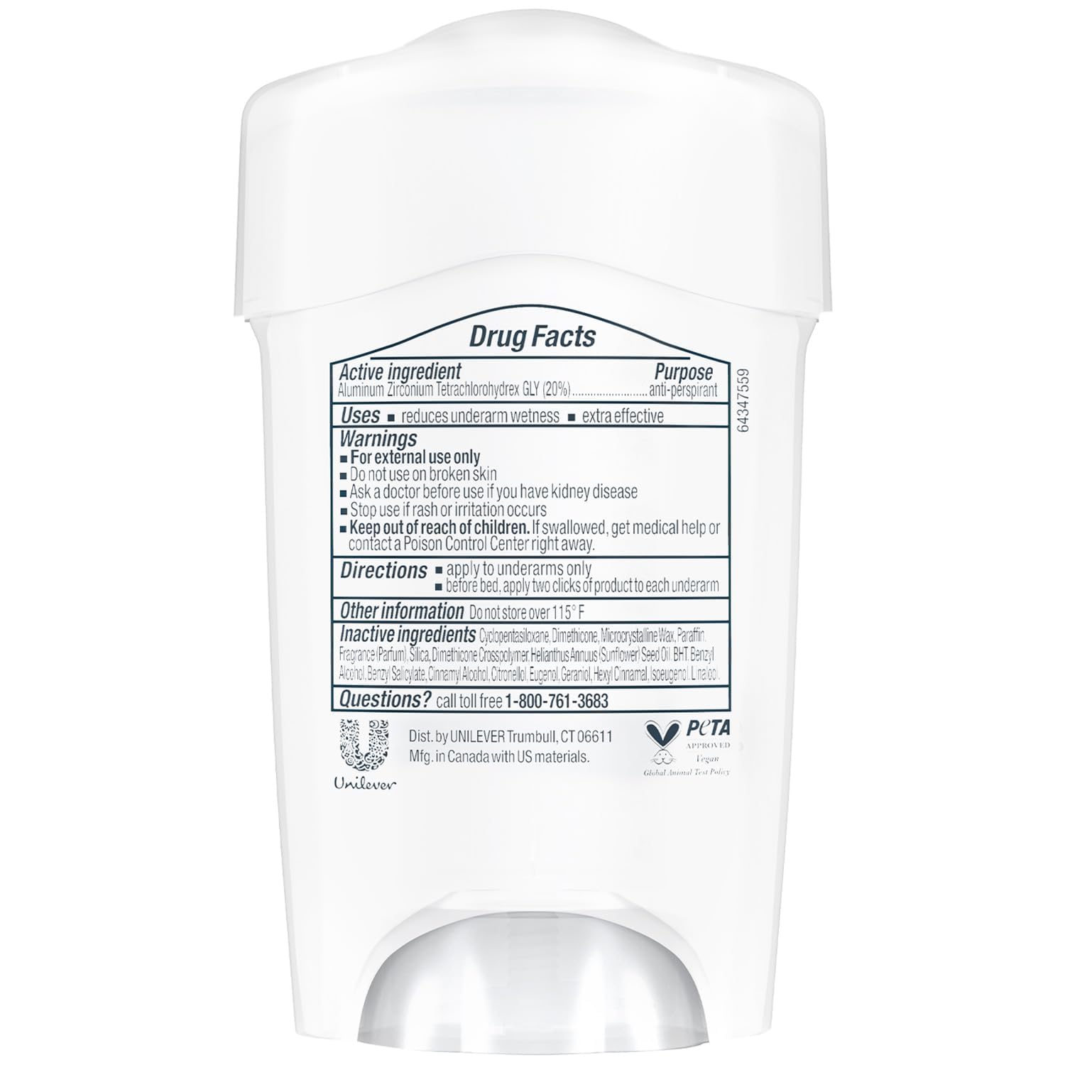 Dove Original Clean deodorant glide-on action provides discreet protection.