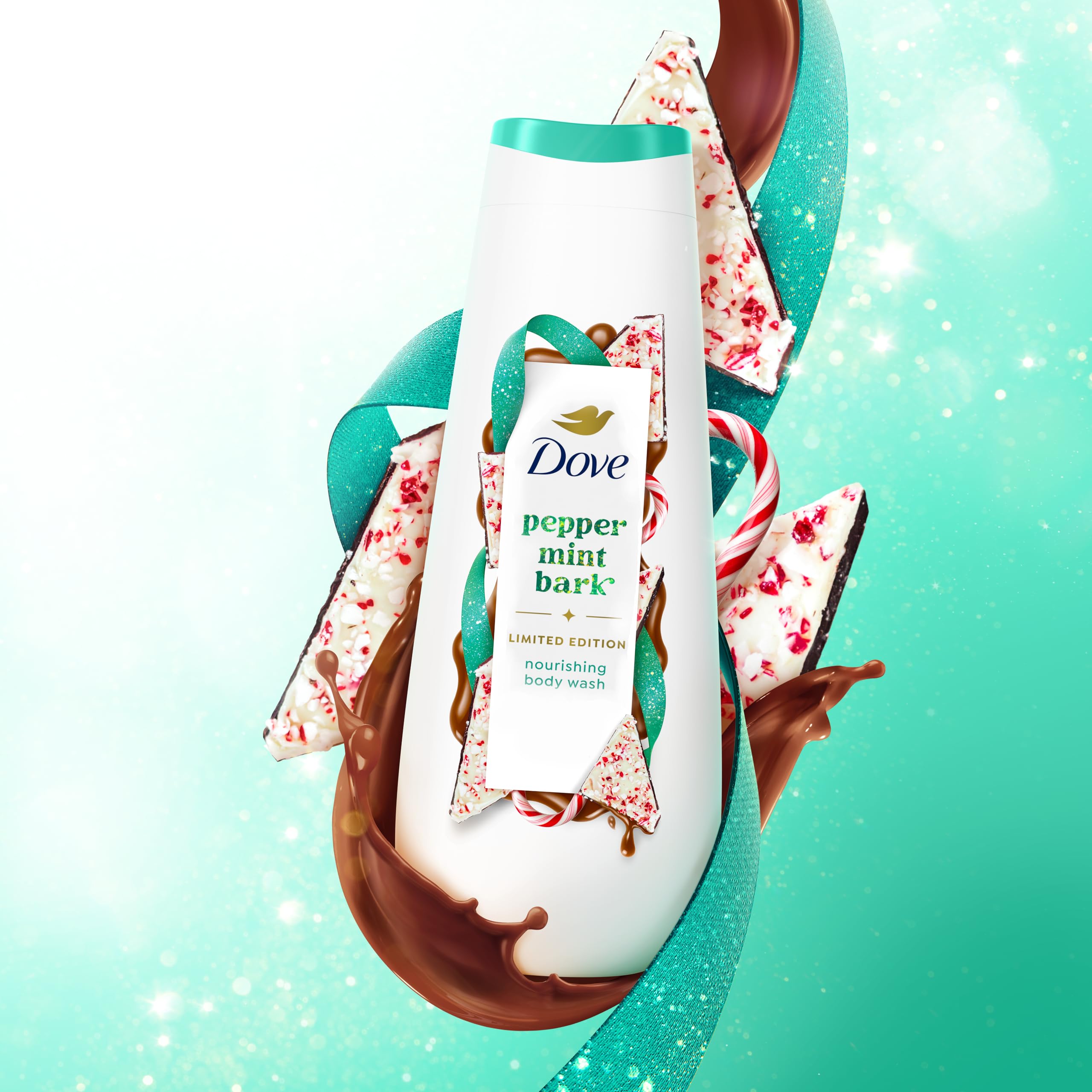 Dove Peppermint Bark winter shower scene evokes cozy, refreshing self-care moments.
