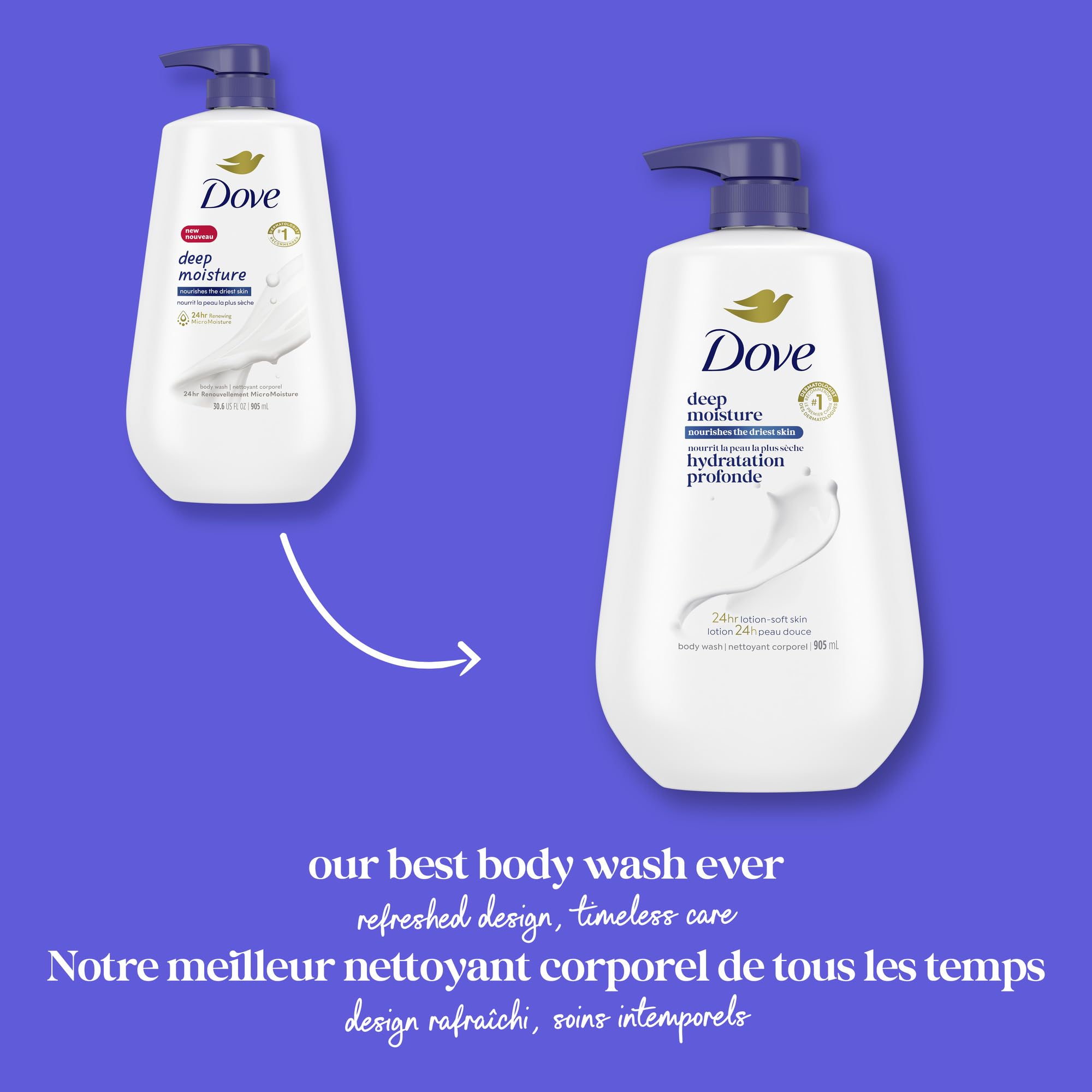 Dove PETA-certified cruelty-free logo signals ethical, guilt-free shower choices.