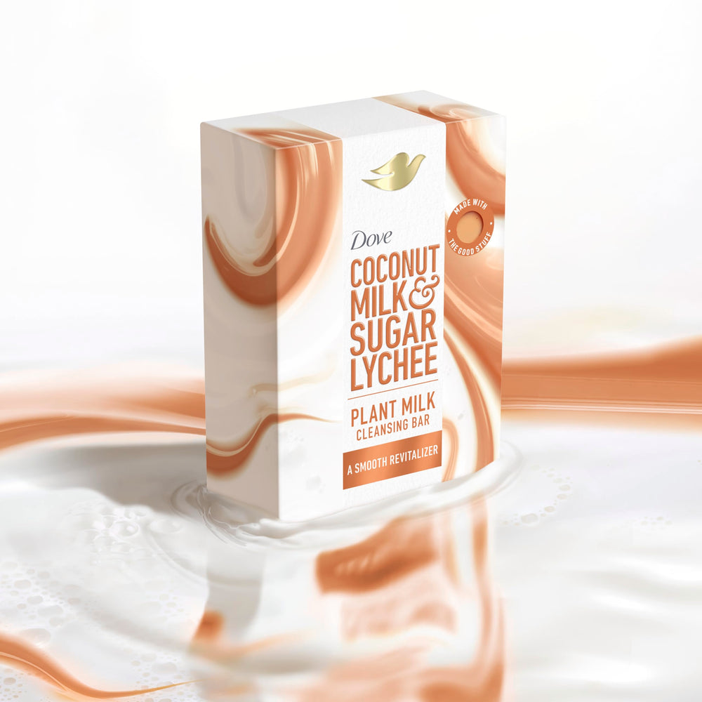 Dove Plant Milk barra sin parabenos, fórmula amigable para piel sensible