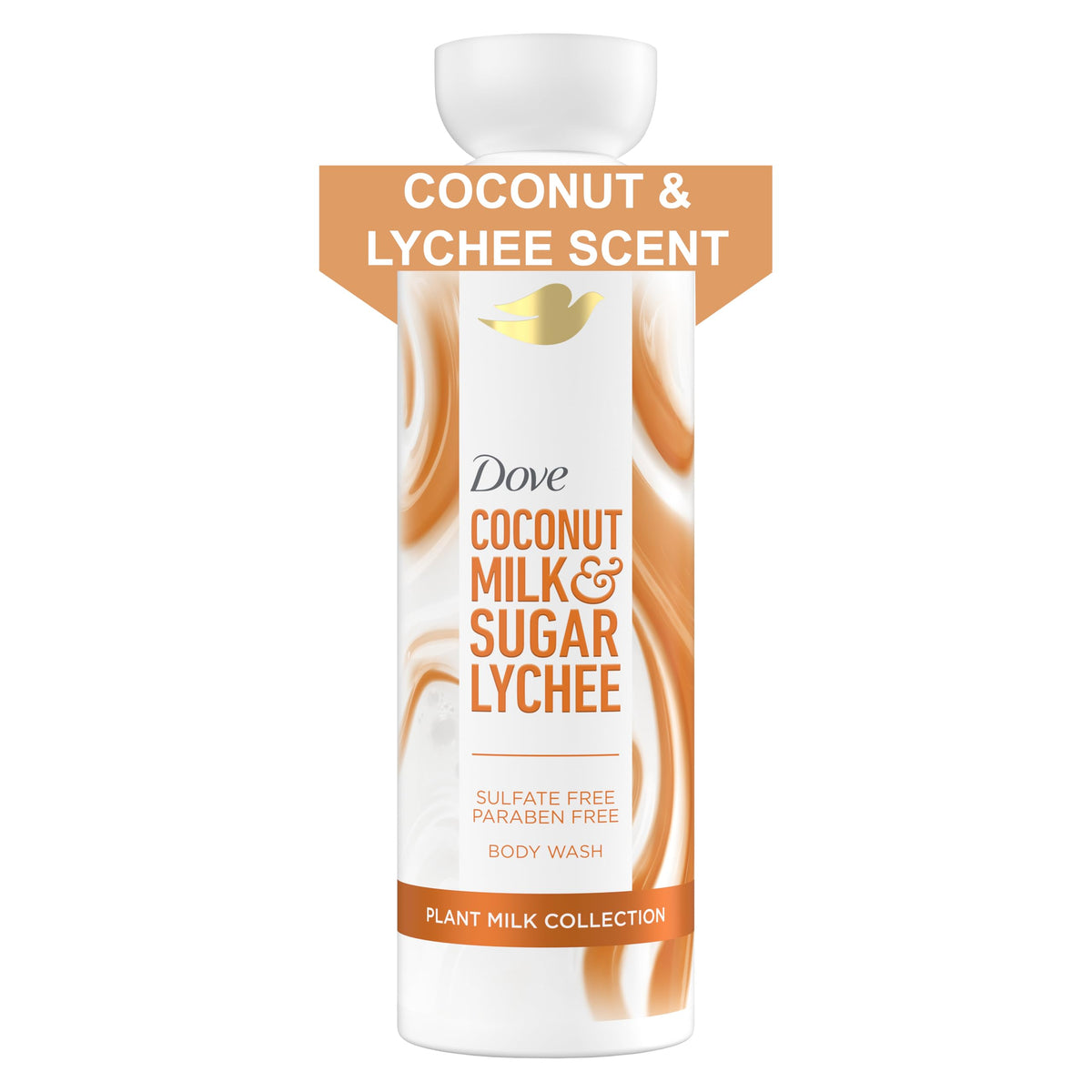Dove Plant Milk Ducha Corporal coco lychee, espuma cremosa para piel suave.