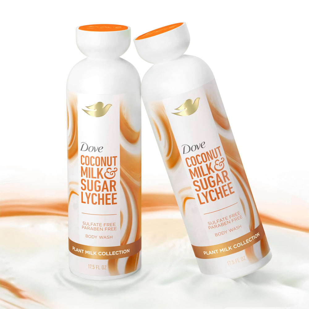 Dove Plant Milk Fórmula sin sulfatos ni parabenos para piel delicada.