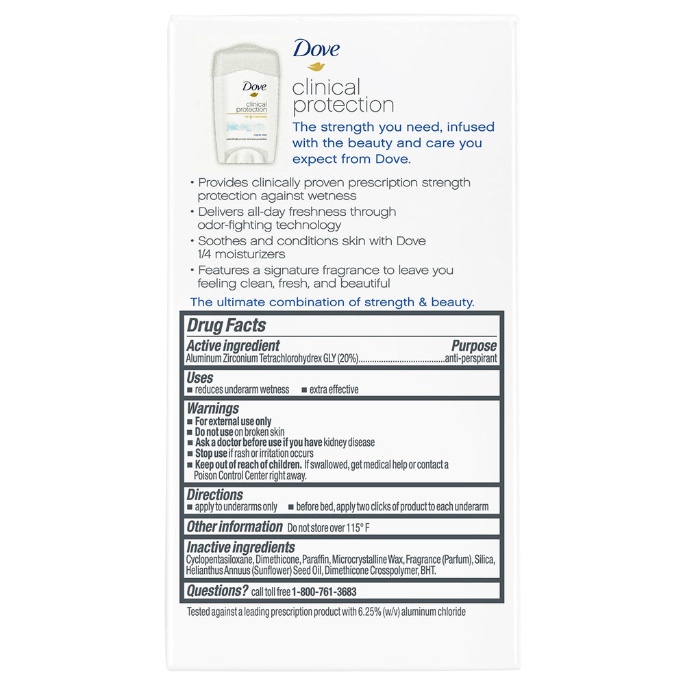 Aroma fresco de Dove Protección Clínica Original Limpio presente en el producto.