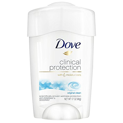 Envase de Dove Protección Clínica Original Limpio con barra desodorante lista para usar.