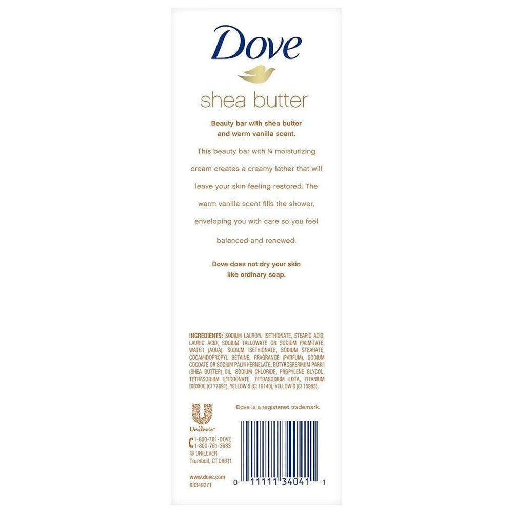 Creamy lather from Dove Shea Butter bar nourishes while cleansing gently