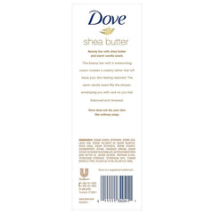 Creamy lather from Dove Shea Butter bar nourishes while cleansing gently