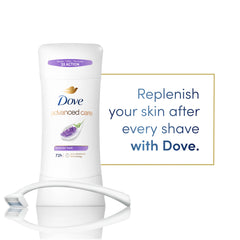 Dove Quick-dry formula shown for comfortable, non-sticky wear.