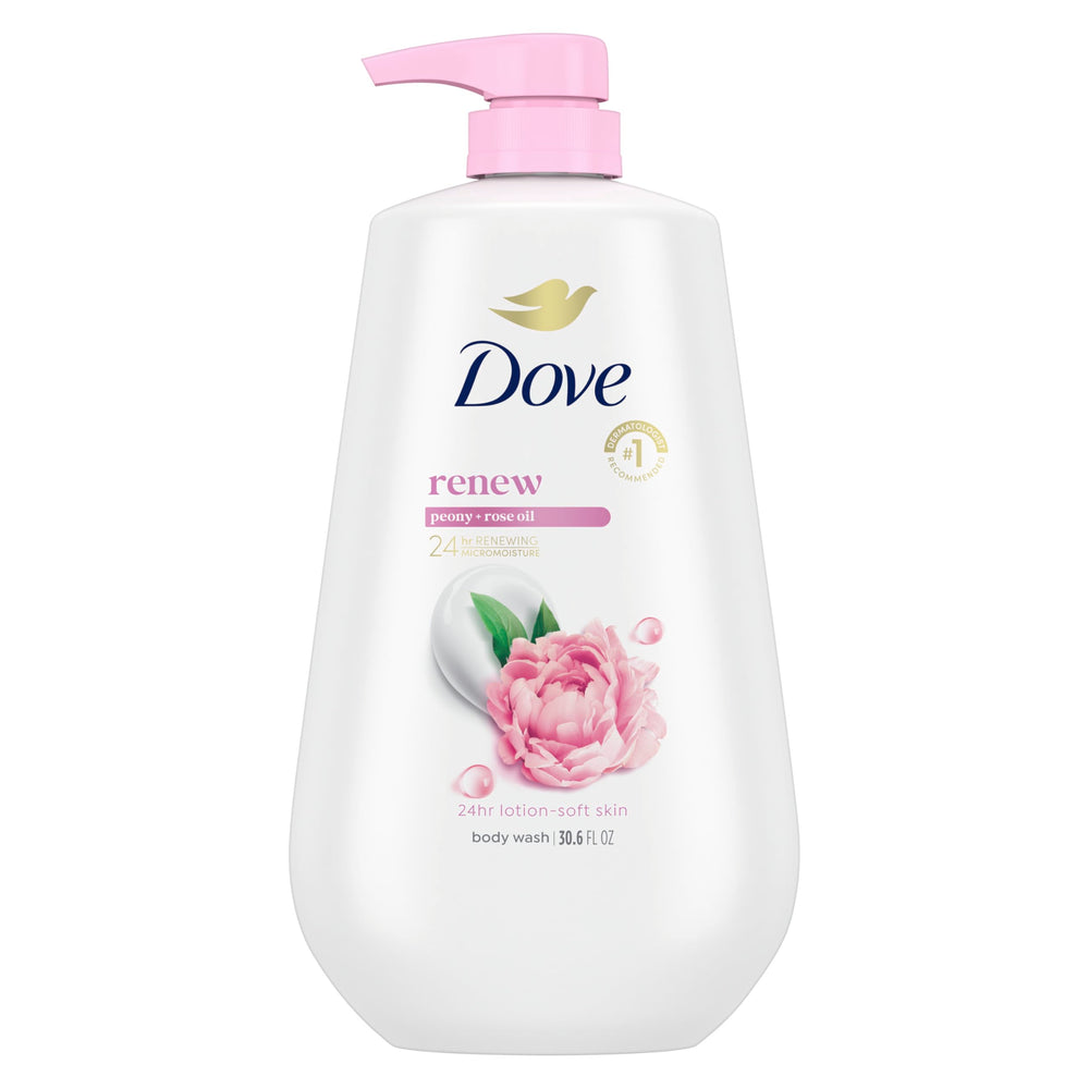 Dove Renew Peony & Rose Oil, botella-vertido para hidratación suave.