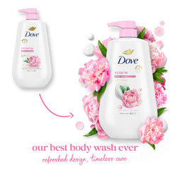 Dove Renew Peony & Rose Oil, gel suave para piel hidratada.