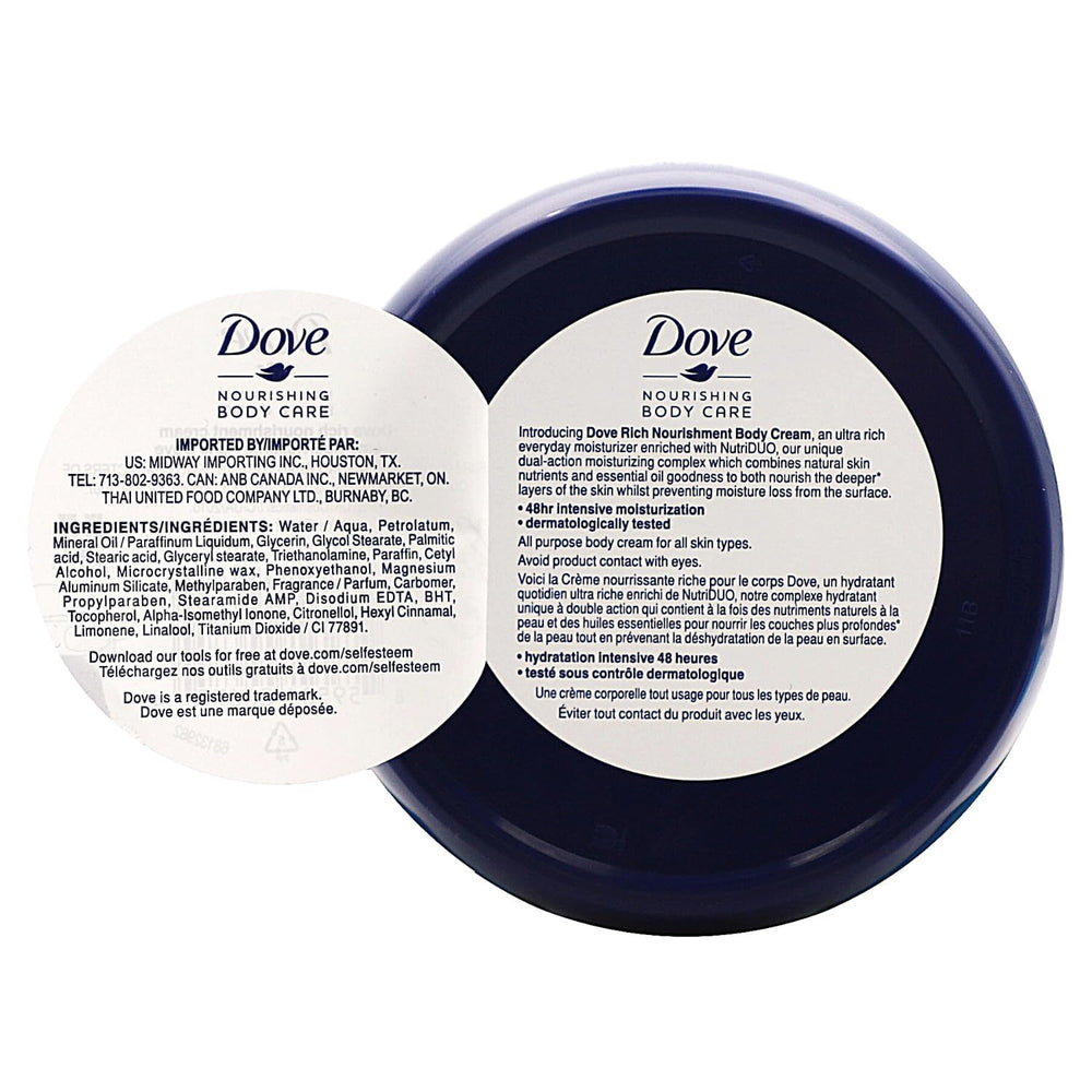 Dove Rich Nourishing Cream on rough elbows and knees for smoother skin.