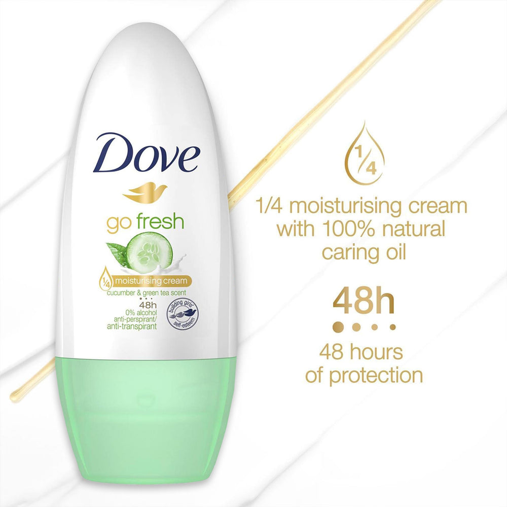 Protección de 48 horas con Dove Roll-On para mantenerte seco.