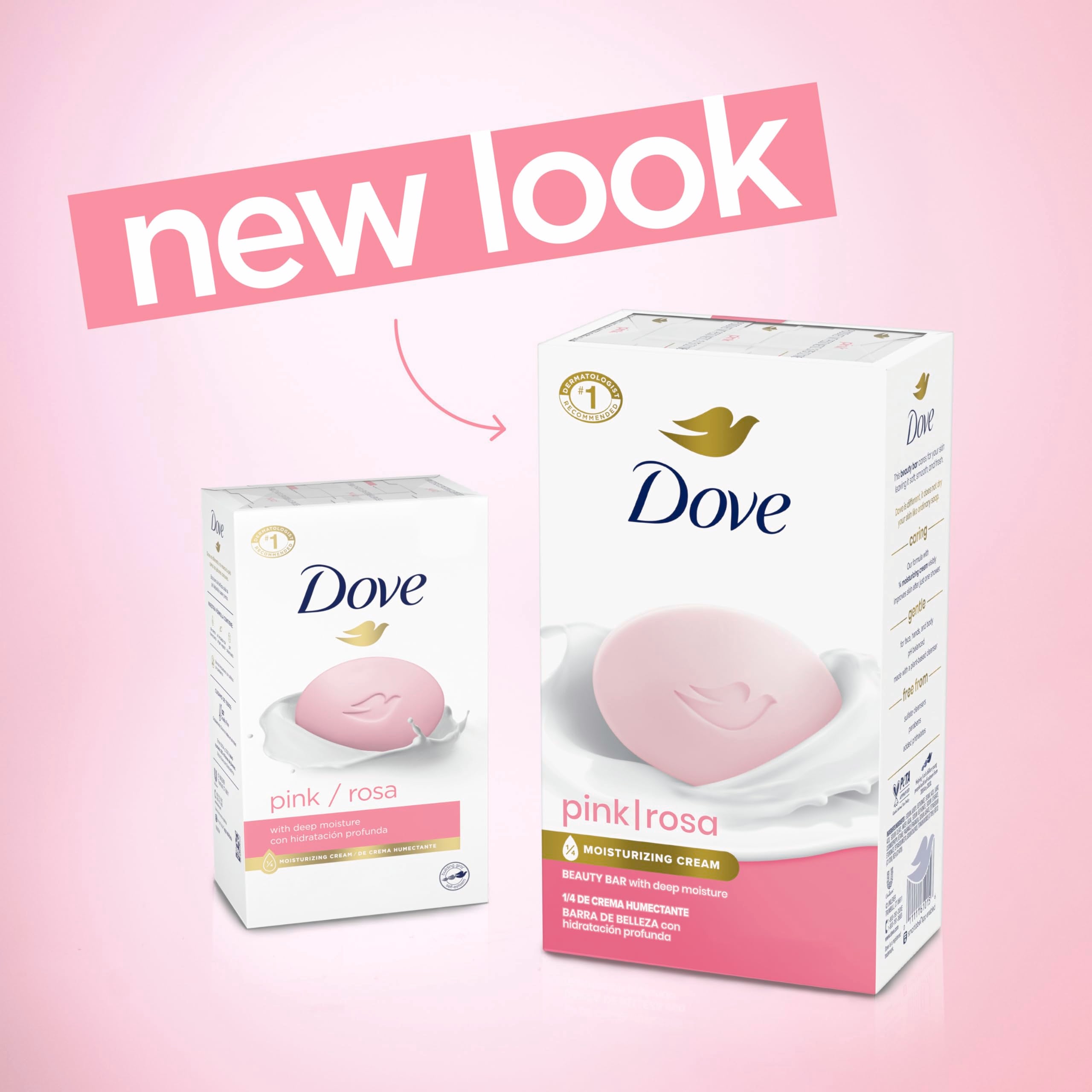 Dove Rosa Beauty Bar adecuada para rostro y cuerpo con hidratación.
