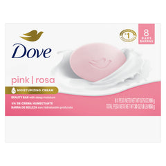 Dove Rosa Beauty Bar muestra espuma cremosa para limpieza suave.