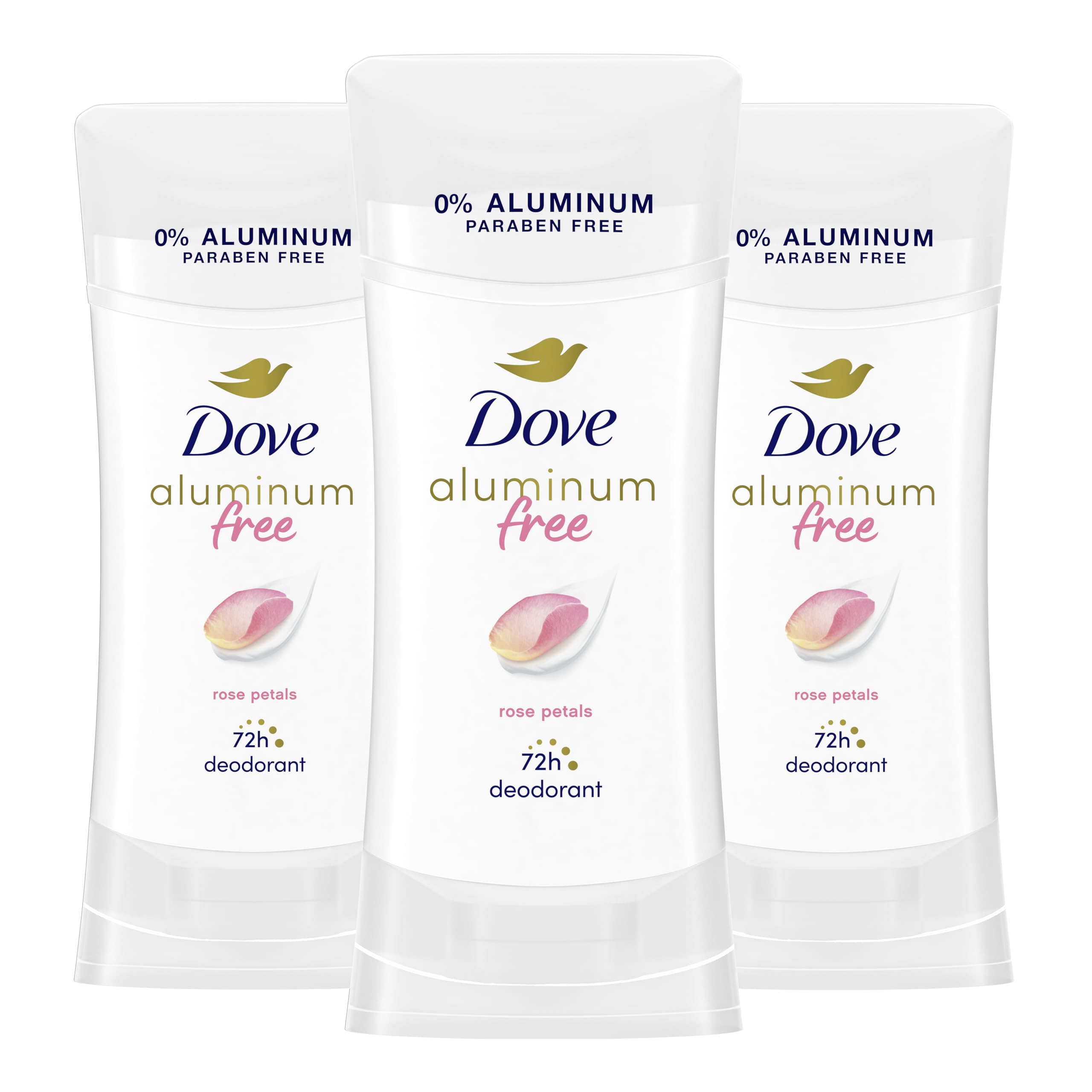 Dove Rose Petals 0% Aluminum deodorant stick for gentle daily protection.